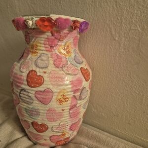 Decorative Pink and Red Heart Vase